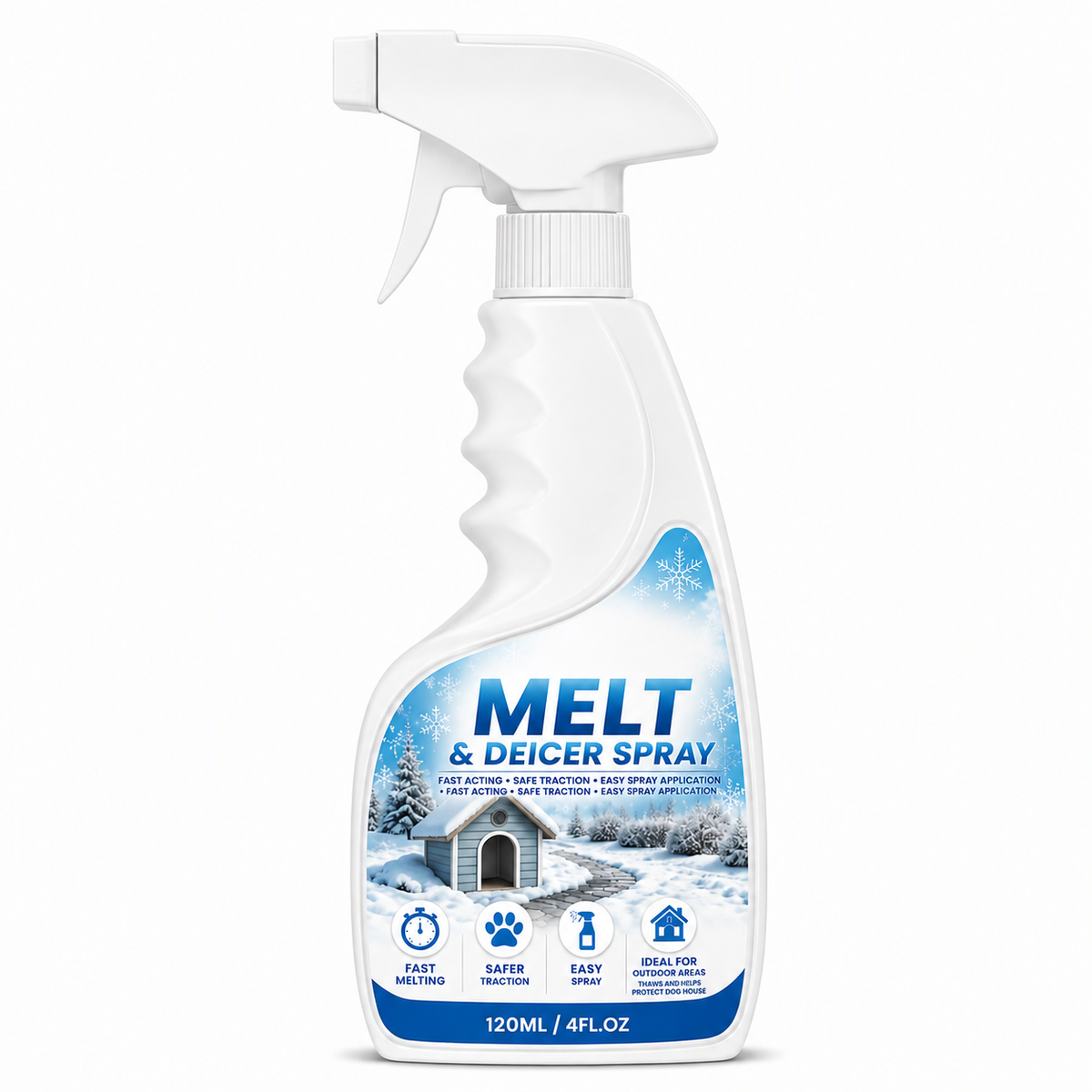 Outdoor De-Icing & Snow Melting Spray – pet-safe, dissolves frost on contact. Clear steps, walkways & patios fast
