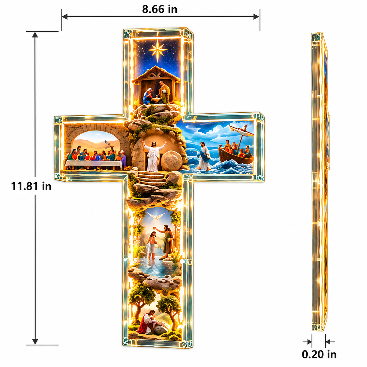✨ Last Day – 49% OFF!✝️The Story of Faith in 6 Scenes Cross Lamp