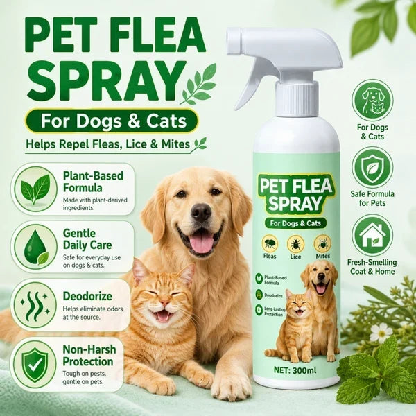 Top Recommendation Buy 1 Get 1 Free for a Limited Time Pet Flea Spray - Plant-Based Formula!