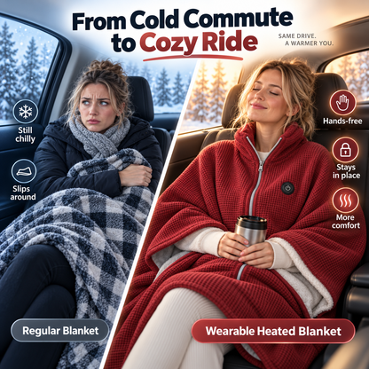 ♨️Wearable Heated Blanket – 8 Heating Zones & 3 Heat Levels