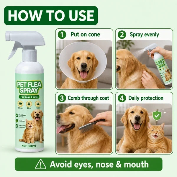 Top Recommendation Buy 1 Get 1 Free for a Limited Time Pet Flea Spray - Plant-Based Formula!