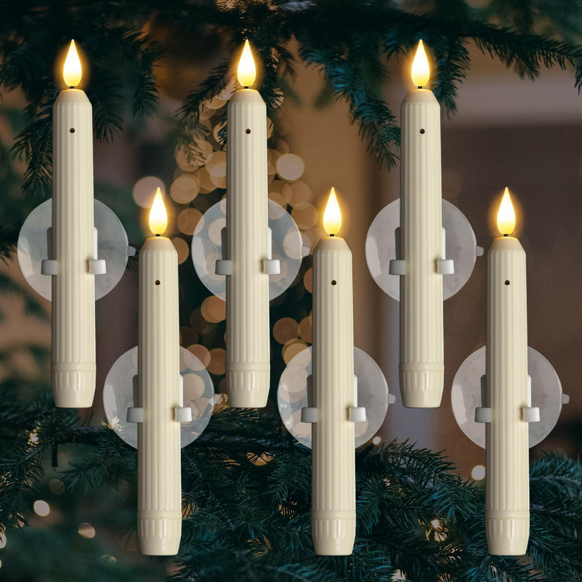 6-Pack Christmas Window Candles – Automatic Dusk-to-Dawn LED Lights