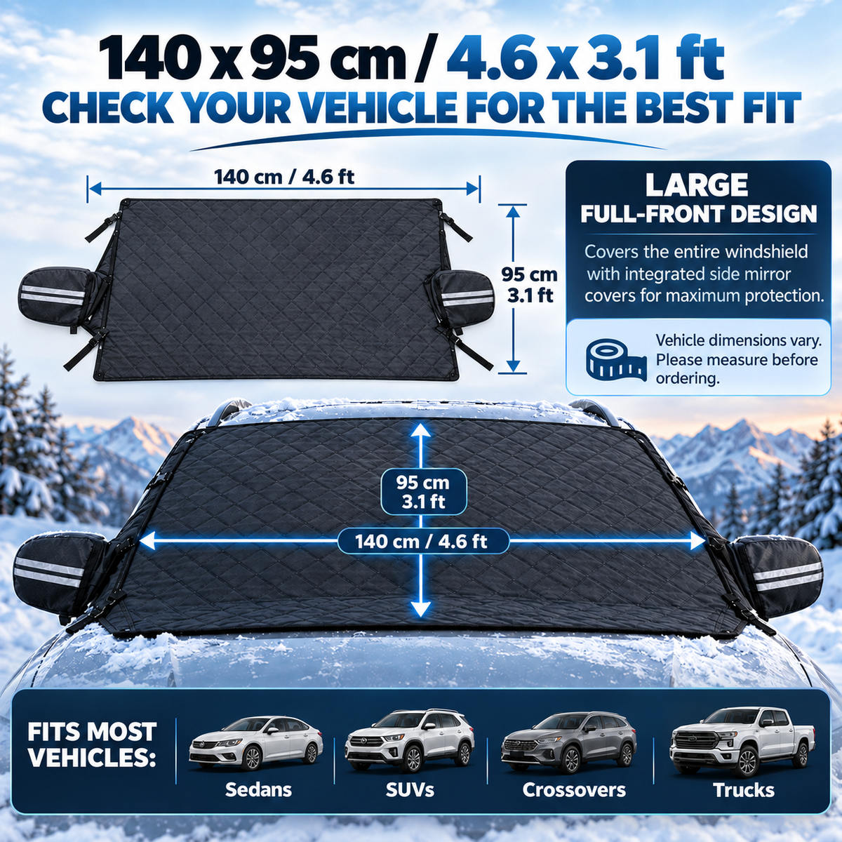 🔥 40% OFF — 💞54K+ SOLD!🔥All-Season Windshield Snow Cover with Mirror Protection❄️