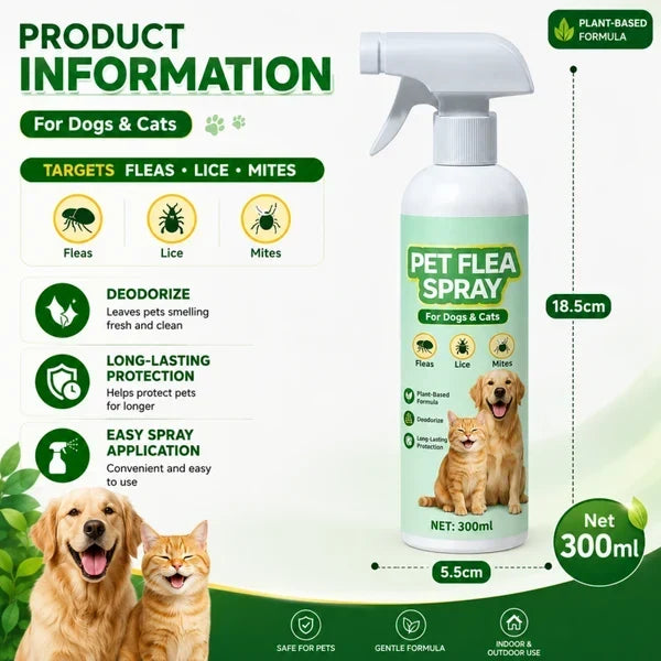 Top Recommendation Buy 1 Get 1 Free for a Limited Time Pet Flea Spray - Plant-Based Formula!