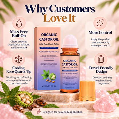 Organic Golden Castor Oil Roll-On with Rose Quartz