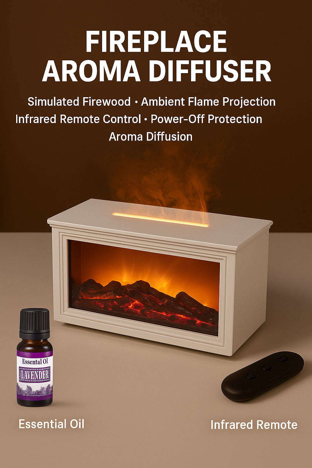 🔥 50% OFF – LAST DAY! 💦 Humidifier with fireplace effect – 7 LED colors and remote control, soothing atmosphere for home/office 🌙📦