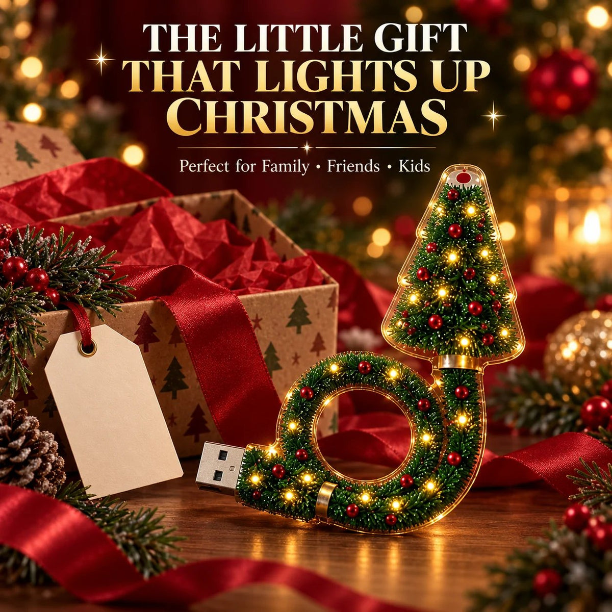 🎄 Christmas LED Projector Light ✨ | USB Plug & Play 🎅 6 Interchangeable Patterns ❄️ Cozy Holiday Room Decor 🎁