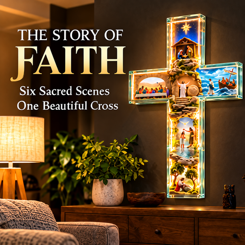 ✨ Last Day – 49% OFF!✝️The Story of Faith in 6 Scenes Cross Lamp