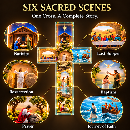 ✨ Last Day – 49% OFF!✝️The Story of Faith in 6 Scenes Cross Lamp